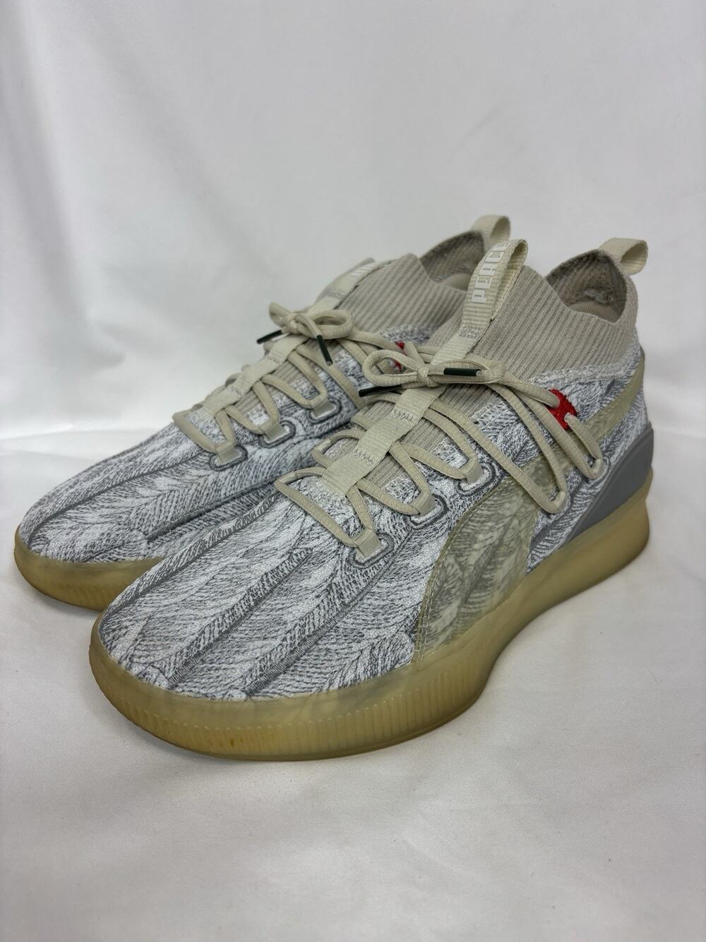 Puma Clyde Court Hightop Basketball Sneakers Grey White Size 9 Mens Embroidered